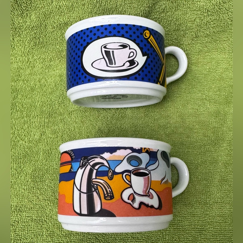 Set of 2 Collectible LavAzza Cafe Des Arts Porcelain Cups